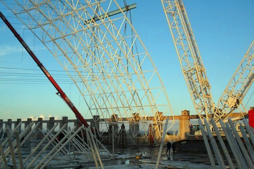 莱西枝江五柳树市场北大门网架工程